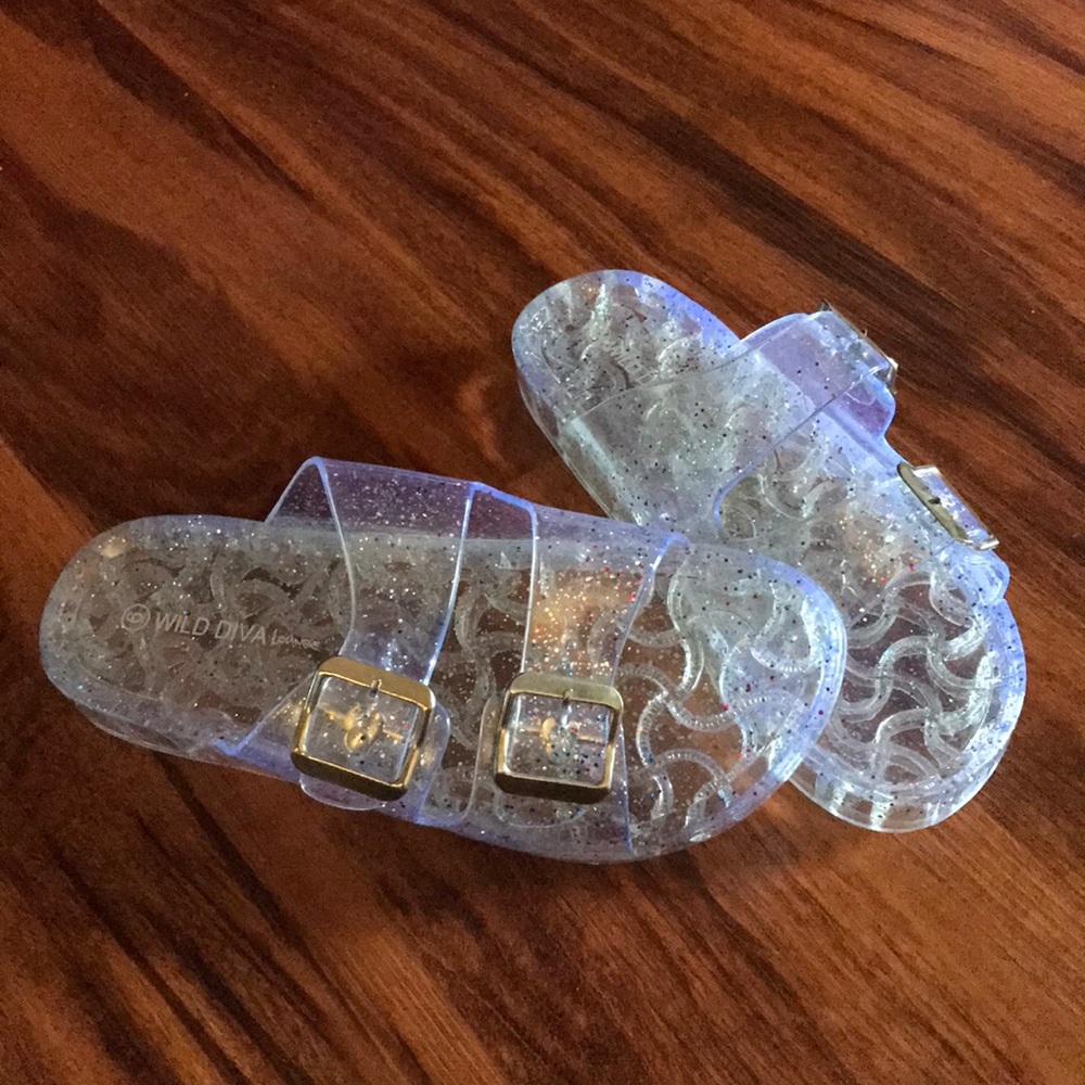 Birkenstock style jellies glitter translucent 6